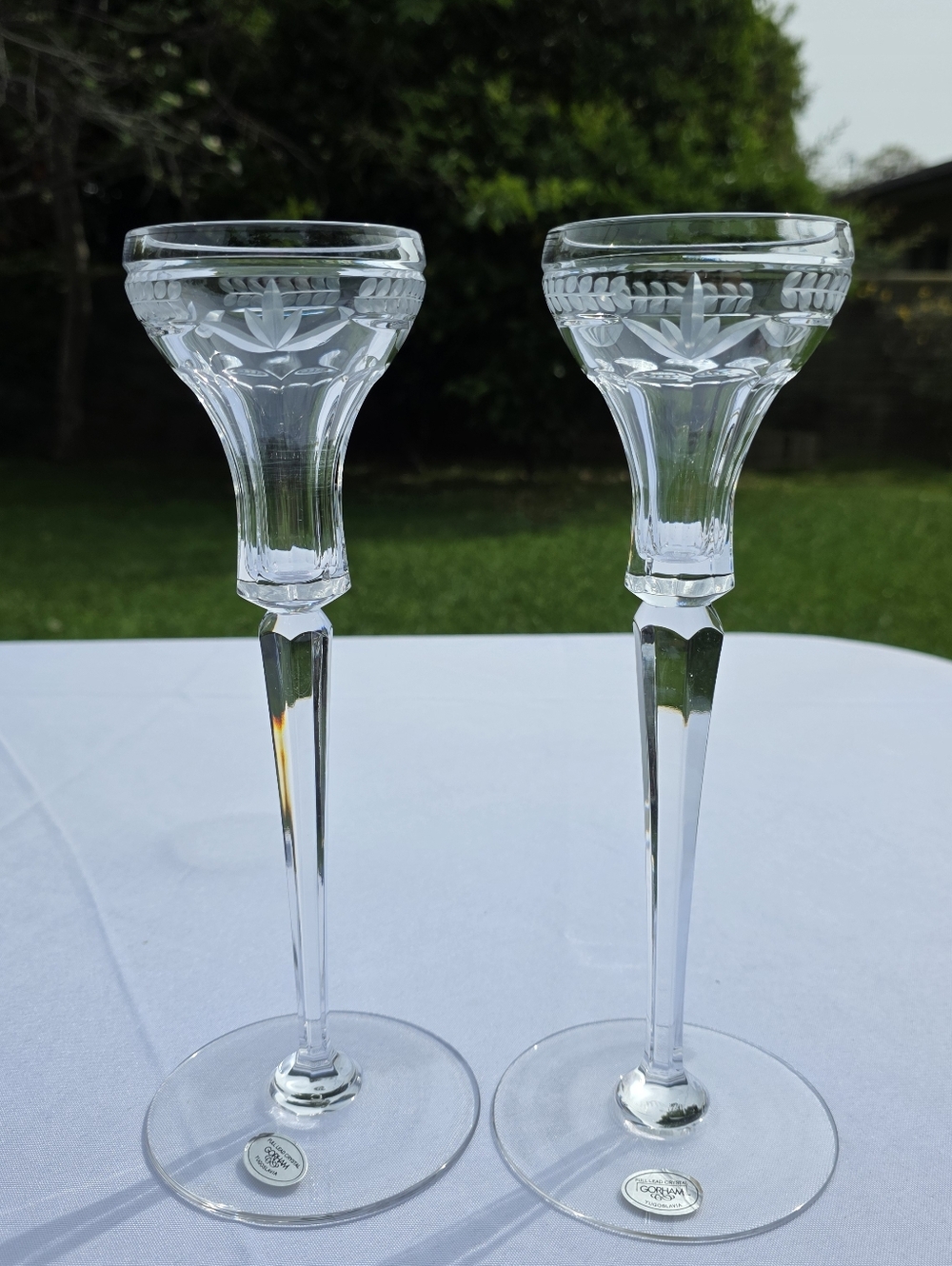 Pair of Gorham Full Lead Crystal Candlesticks Made in Yugoslavia